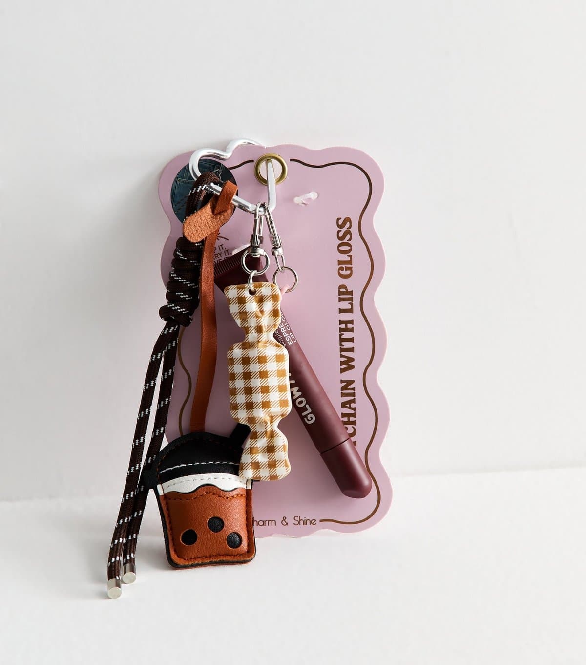 New Look Brown Faux Leather Boba Tea Bag Charm New Look