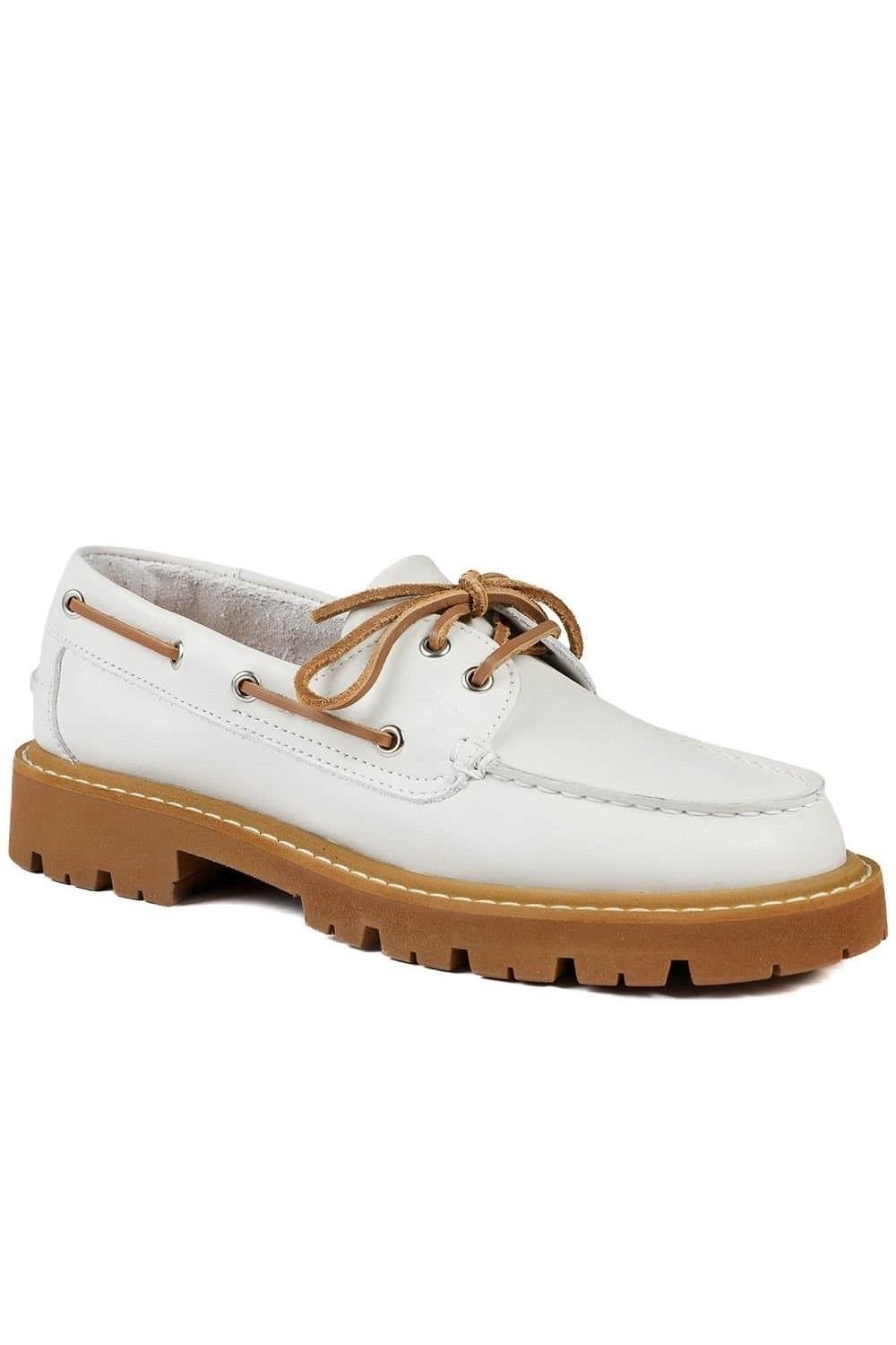 Jones Bootmaker Jones Bootmaker White Leather Platform Moccasins