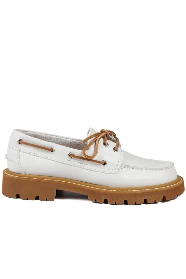 Jones Bootmaker Jones Bootmaker Women's Perdita Leather Platform Moccasins in White - 2