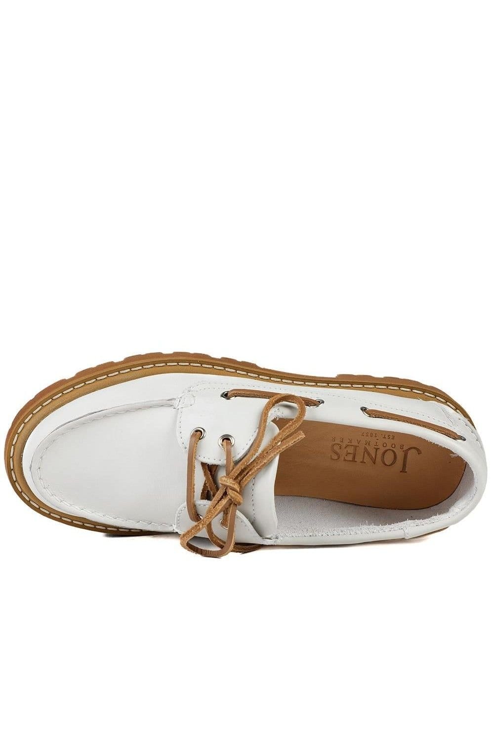 Jones Bootmaker Jones Bootmaker Women's Perdita Leather Platform Moccasins in White - 4