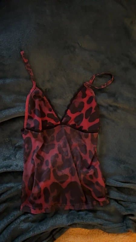 ASOS Design Red leopard print mesh top