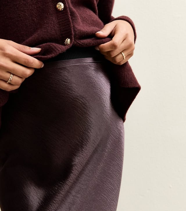 New Look Women's Maternity Burgundy Satin Midi Skirt New Look - 2