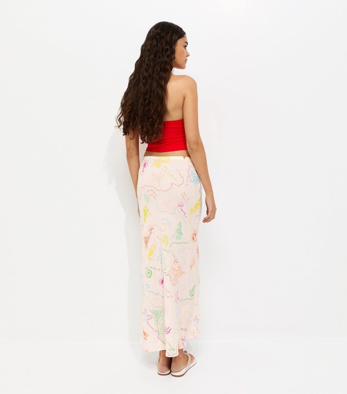 New Look Women's Multicoloured Ocean Print Bias Cut Midi Skirt New Look - 4