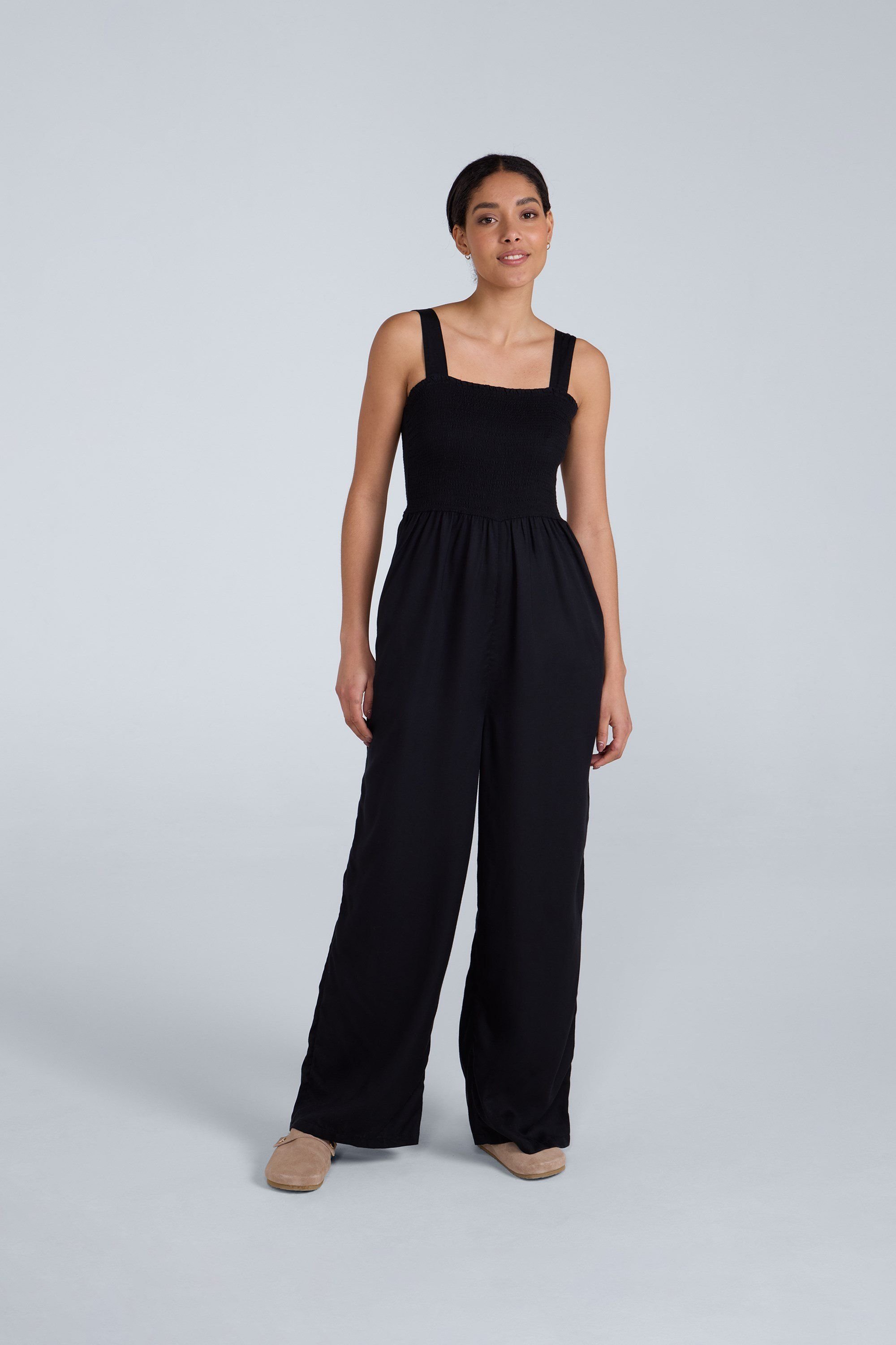 Animal Animal Women's 'Astrid' Lightweight Casual Sleeveless Wide Leg Relaxed Fit Jumpsuit in Black - 1