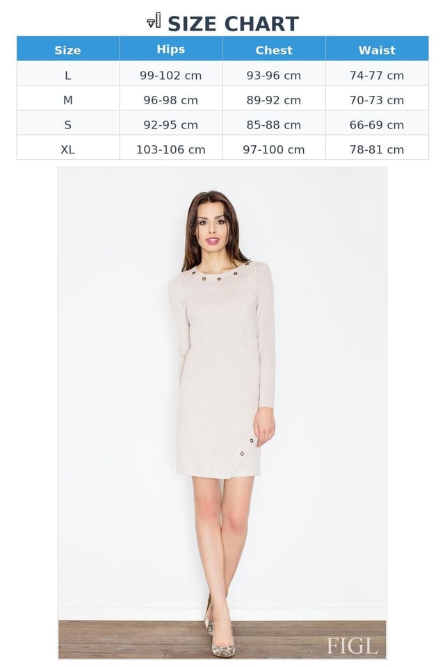 Love Lace Love Lace Women's Long Sleeve Suede Touch Mini Dress with Rings in Beige - 2