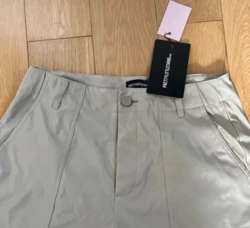 PrettyLittleThing PrettyLittleThing High Waist Wide Leg Trousers / Beige / Size 12