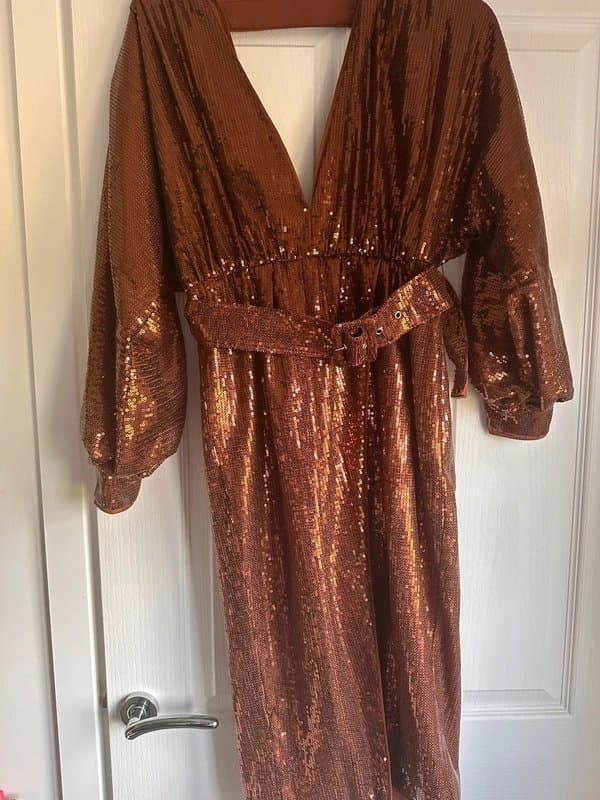 ASOS ASOS bronze sequin wrap dress (petite)