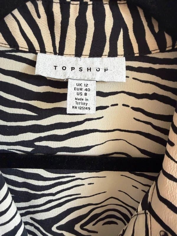 Topshop Topshop Zebra Print Belted Midi Shirt Dress UK 12