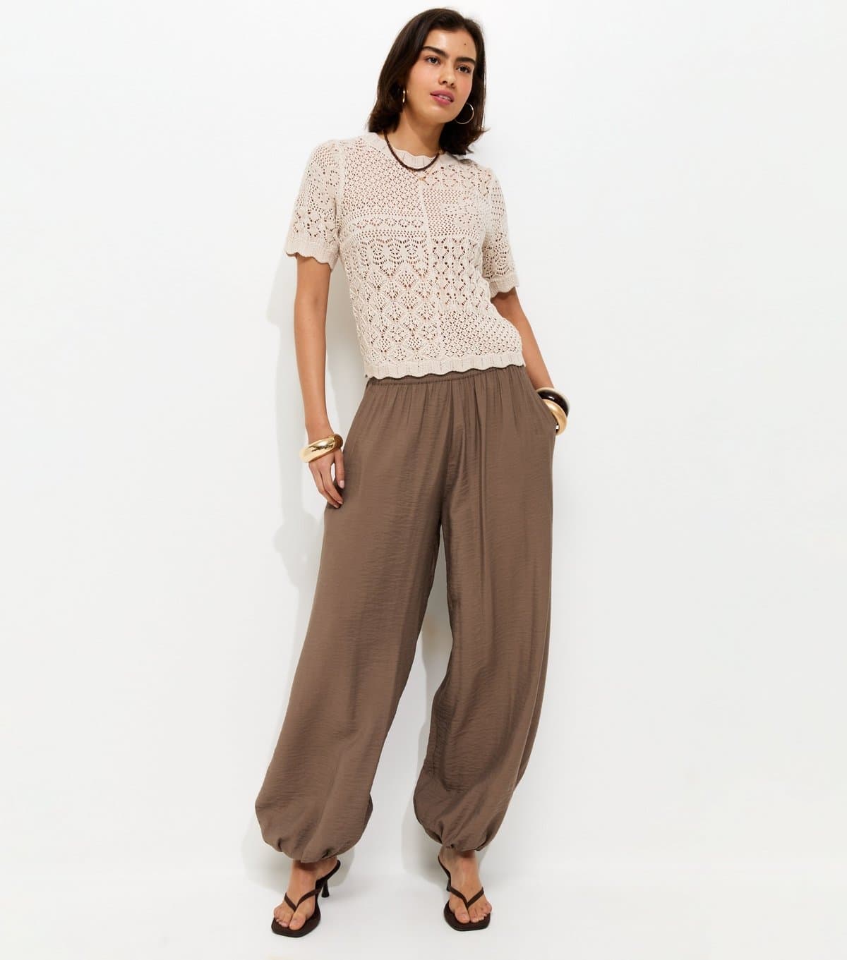 New Look Women's Brown Cuffed Leg Trousers New Look