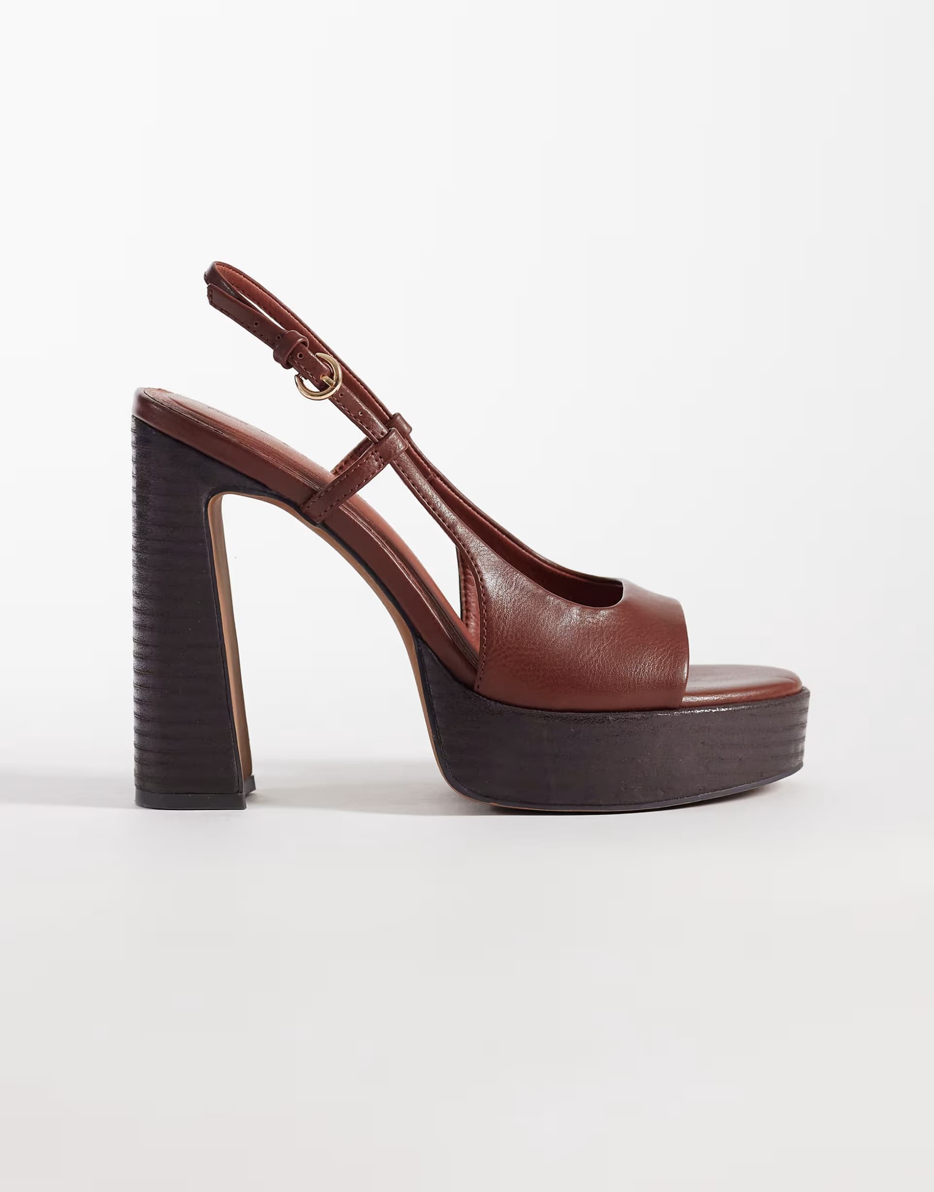 ASOS ASOS DESIGN Nandi slingback platform high heeled sandals in tan
