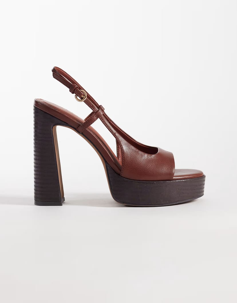 ASOS ASOS DESIGN Nandi slingback platform high heeled sandals in tan - 1