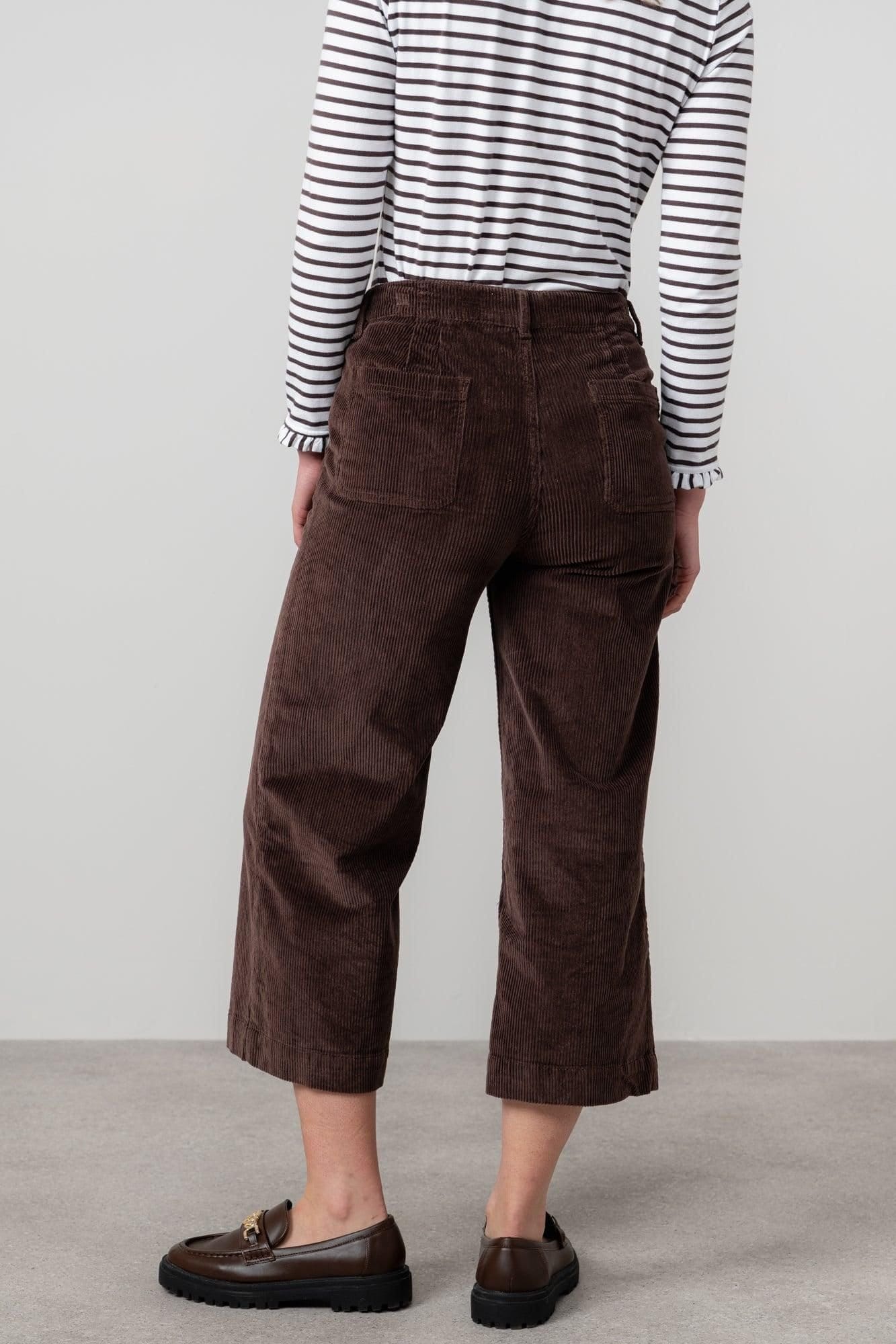 Lily & Me Lily & Me Women's Isla Stretch Jumbo Cord Cropped Trousers in Chocolate - 4