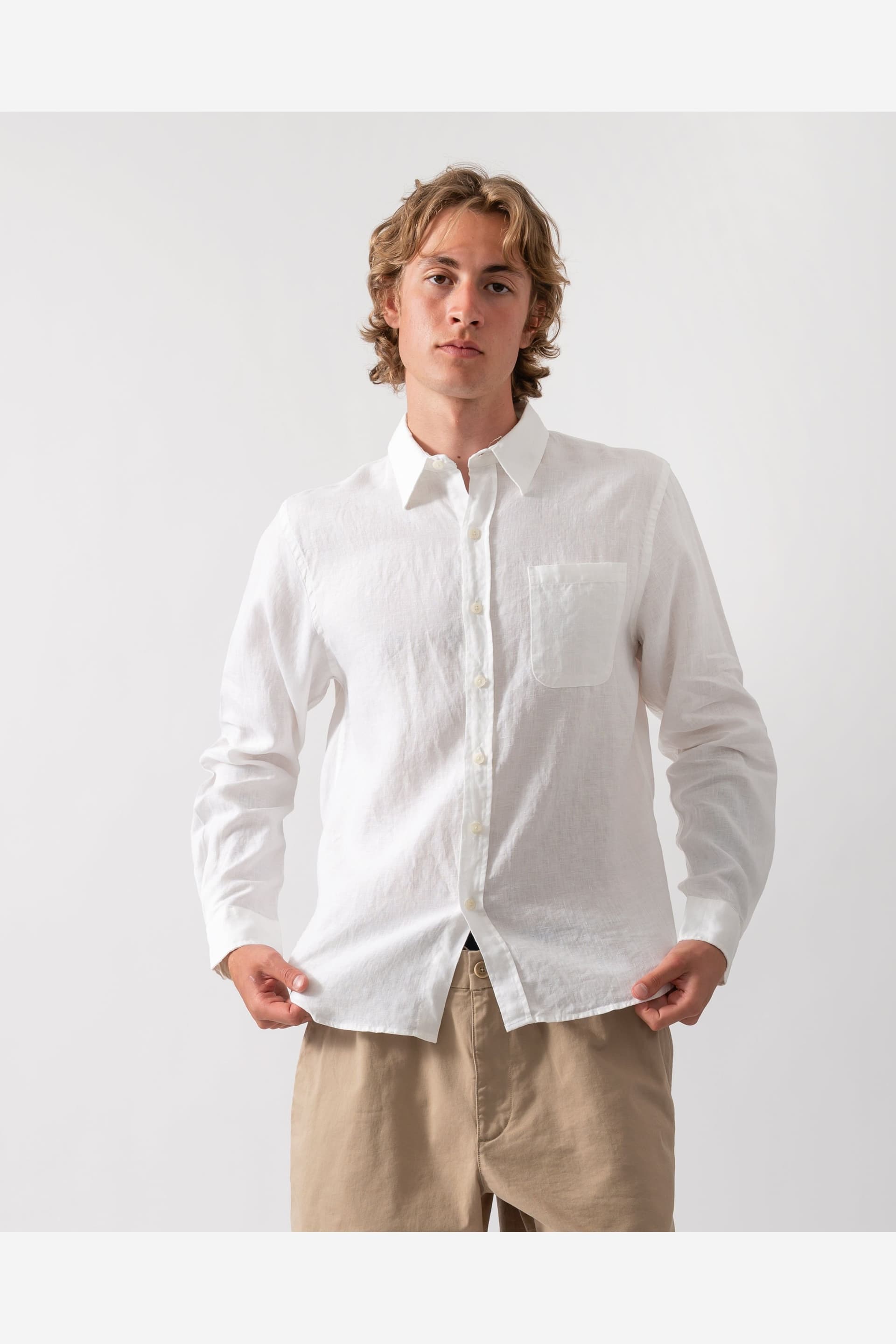 Colourful Standard Colourful Standard Men's Long Sleeve Collared Shirt in White