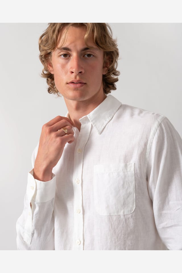 Colourful Standard Colourful Standard Men's Long Sleeve Collared Shirt in White - 3