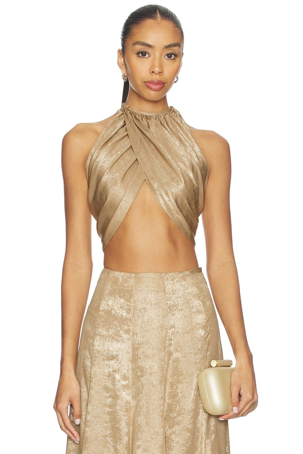 revolve Revolve Naomi Satin Crop Top in Gold