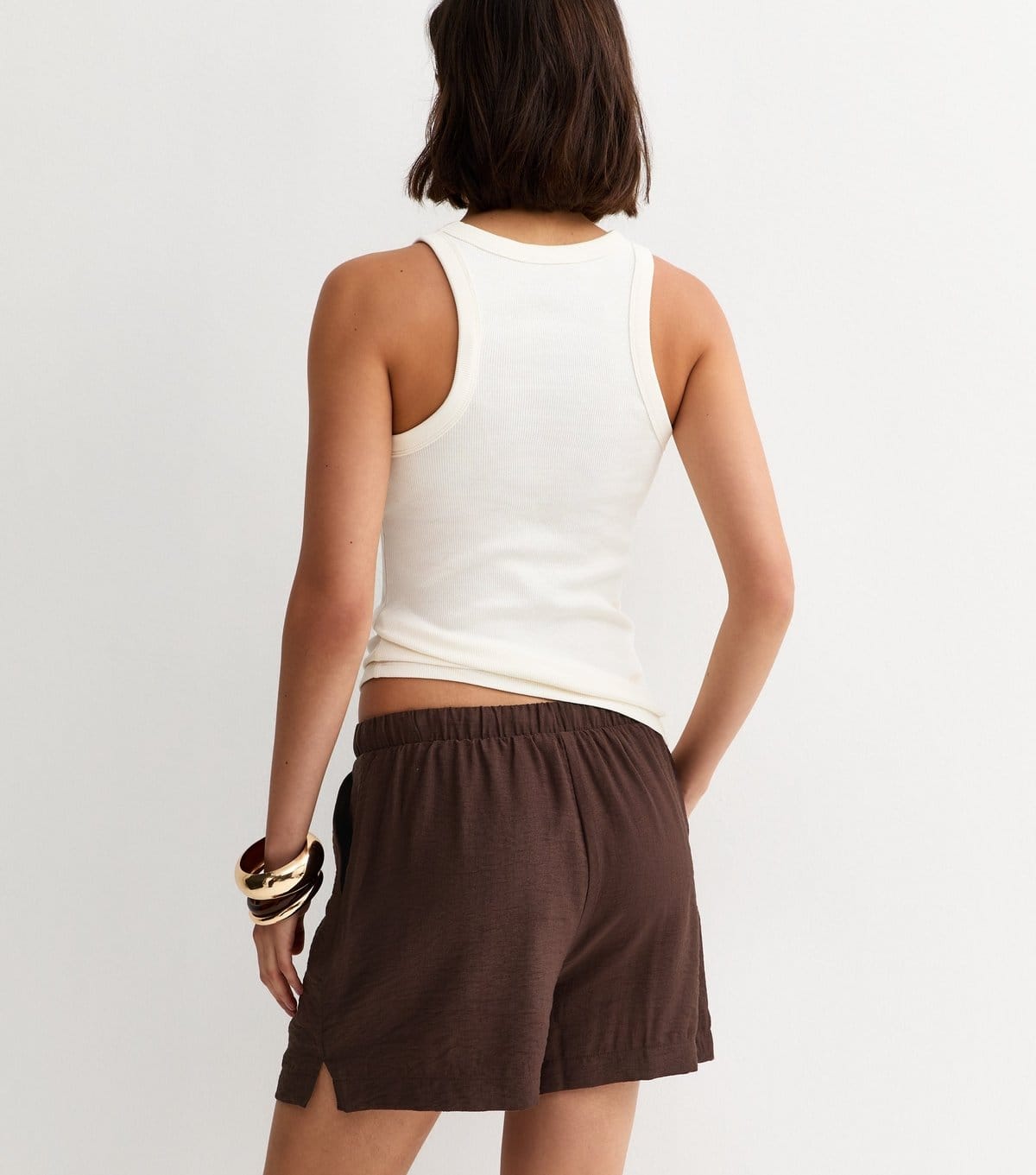 New Look Women's Dark Brown Woven Drawstring Shorts New Look - 4