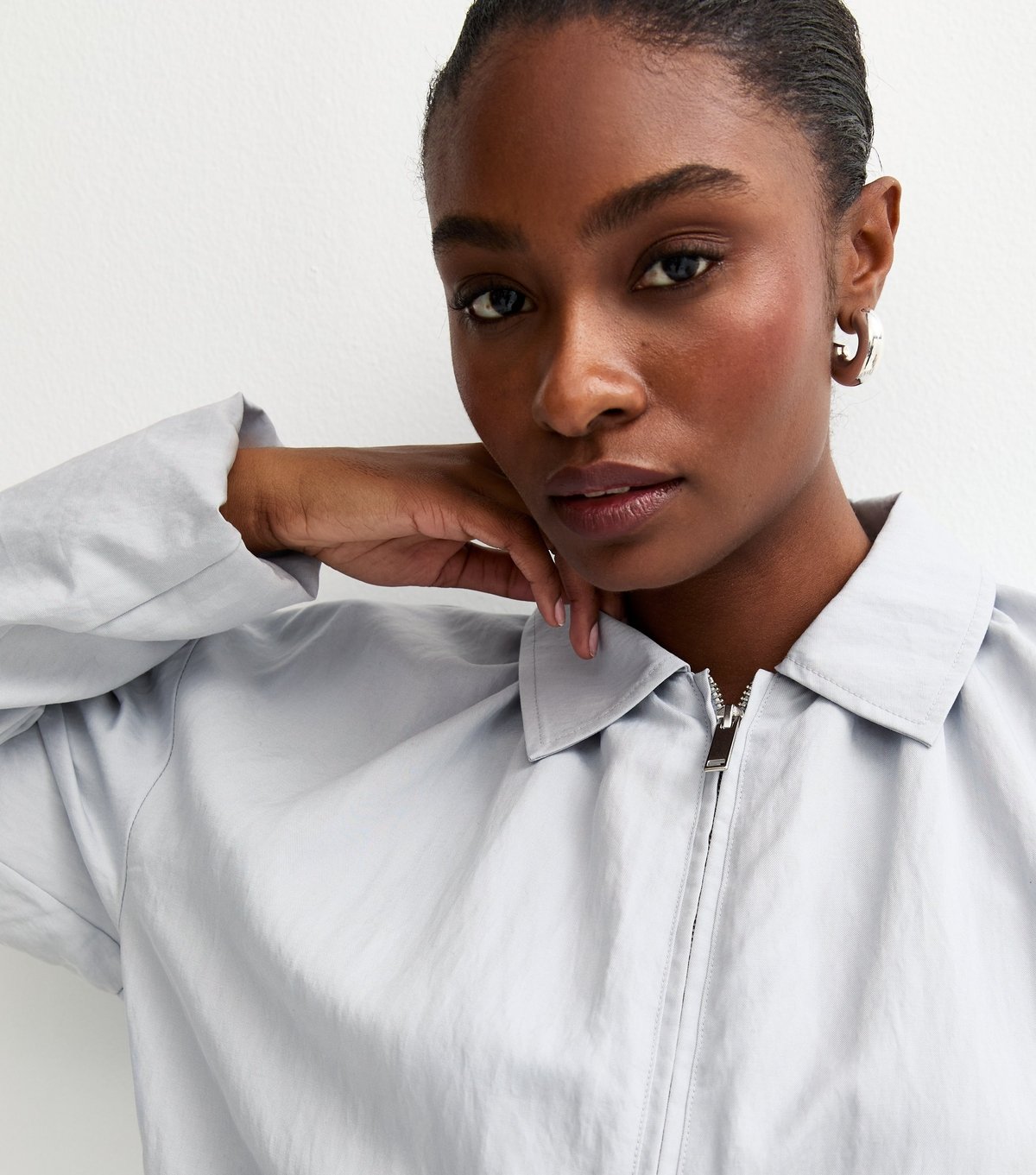 New Look Women's Light Blue Bubble Hem Bomber Jacket New Look - 2