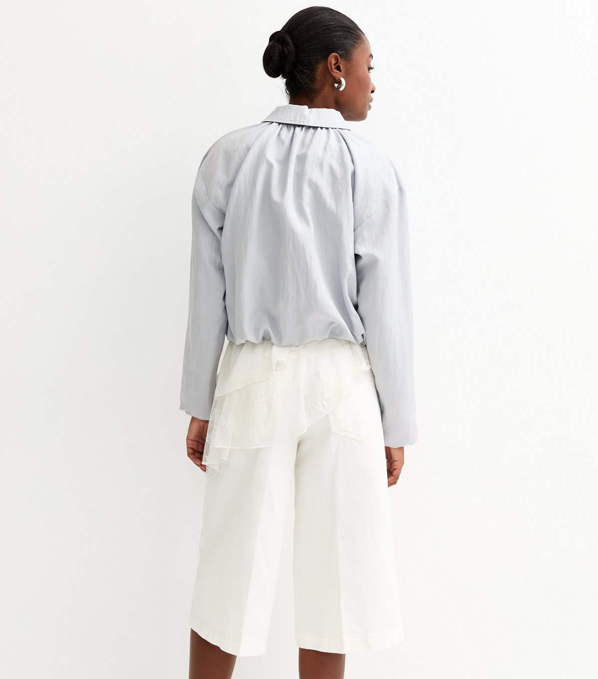 New Look Women's Light Blue Bubble Hem Bomber Jacket New Look - 4