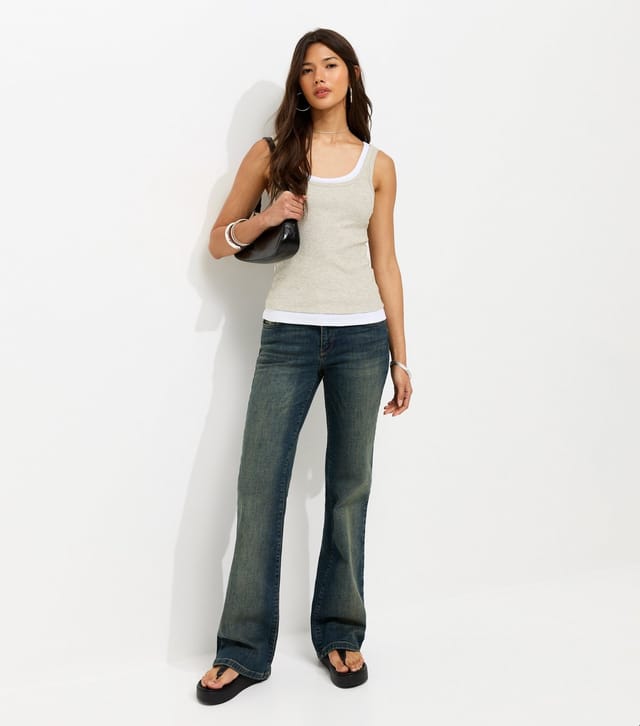 New Look Women's Grey Cotton Rich Layered Scoop Neck Vest New Look - 3