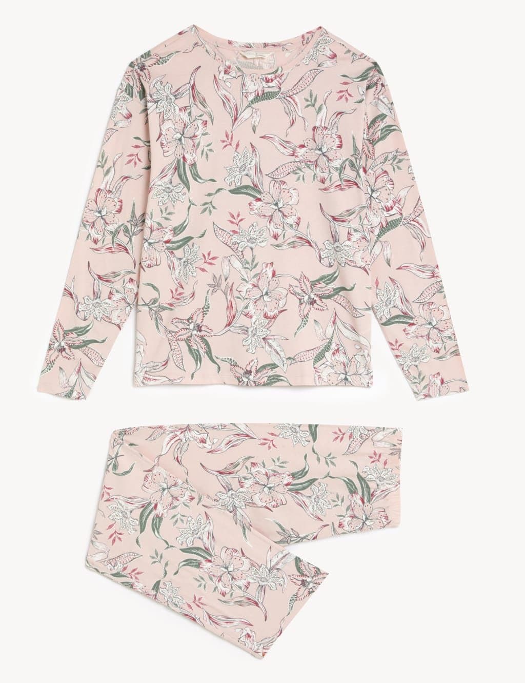 Marks & Spencer M&S Pure Cotton Floral Pyjama Set Pink Mix