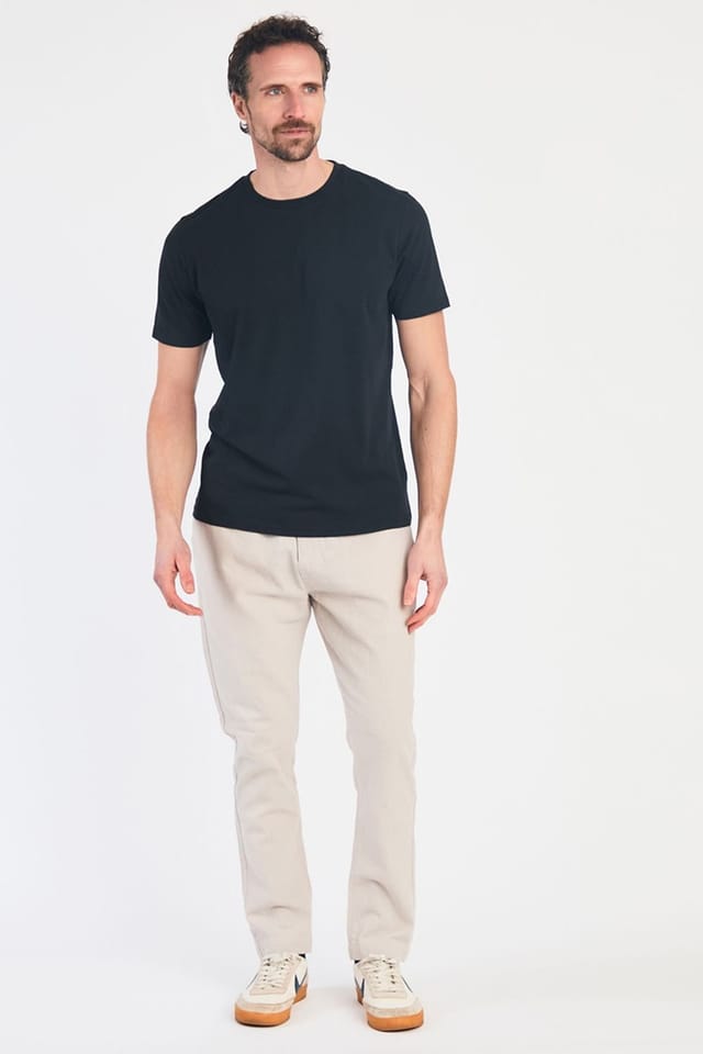 French Connection French Connection Men's Linen Blend Cuffed Trousers in Stone - 3