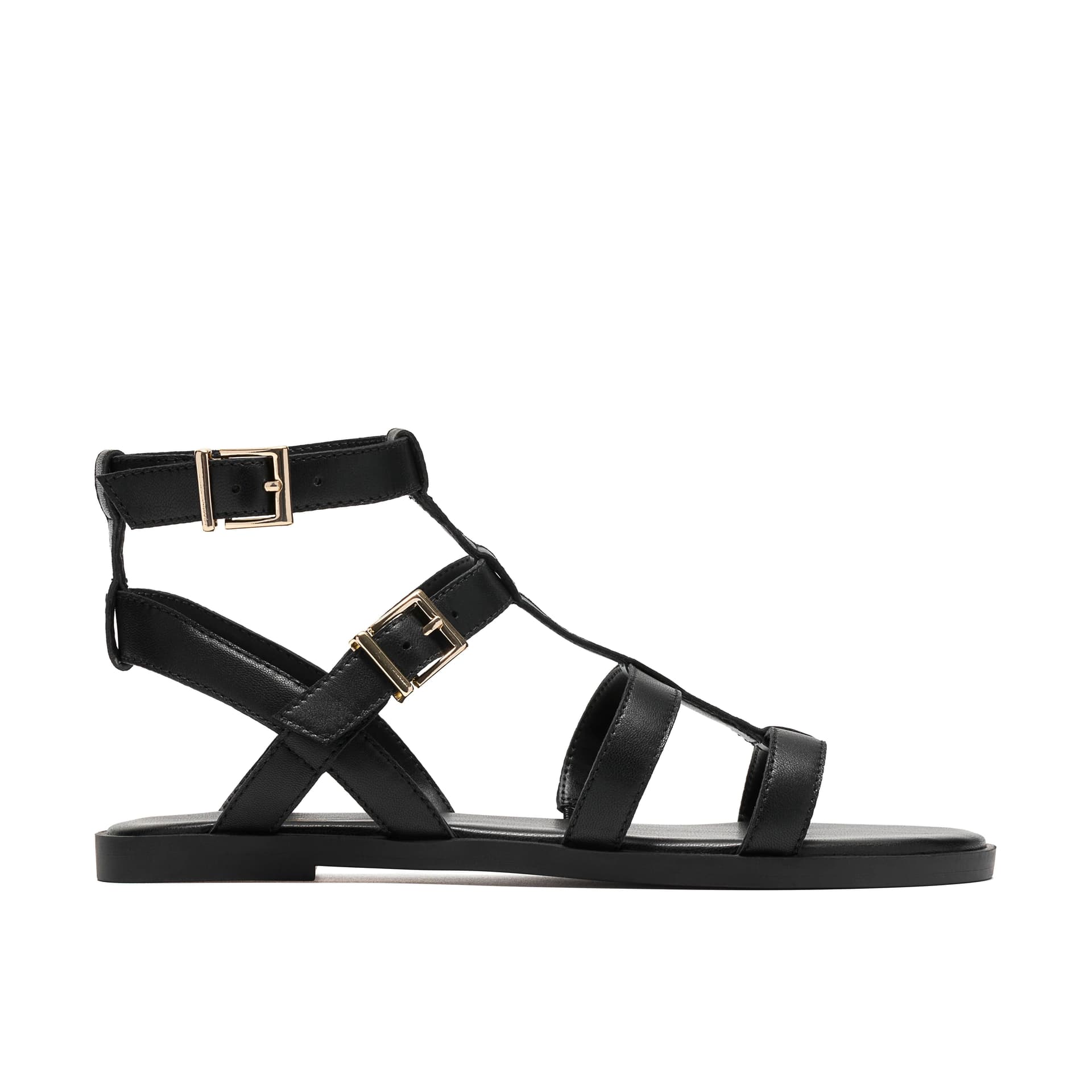 Clarks Clarks Women's Erisia Glad Black Leather Flat Sandals