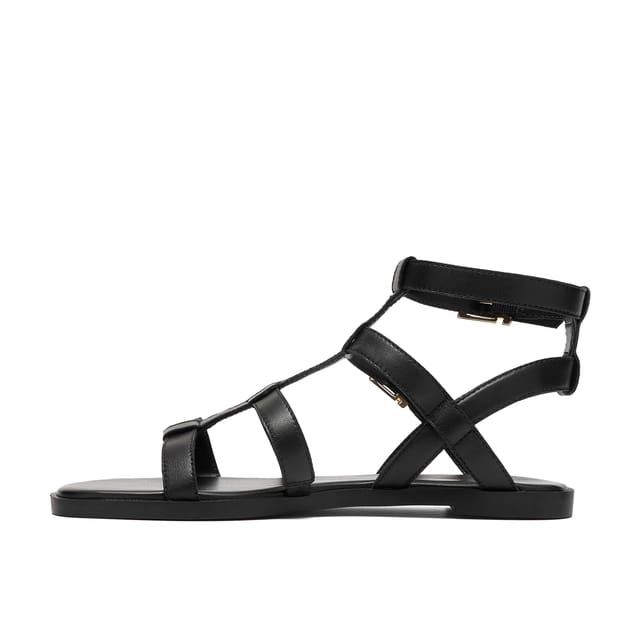 Clarks Clarks Women's Erisia Glad Black Leather Flat Sandals - 2