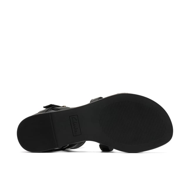 Clarks Clarks Women's Erisia Glad Black Leather Flat Sandals - 3