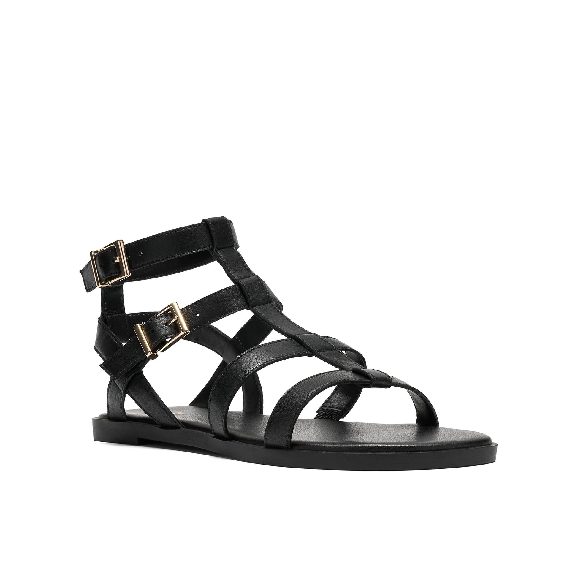 Clarks Clarks Women's Erisia Glad Black Leather Flat Sandals - 4