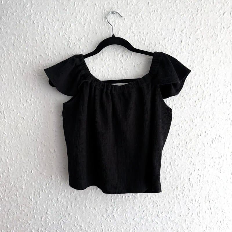 Madewell Women’s Texture & Thread Black Off Shoulder  Crop Top XS