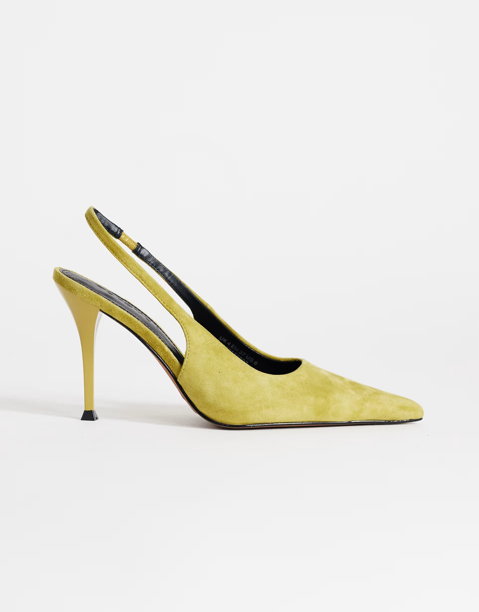 ASOS Topshop Anya real suede sling back high heeled court shoe in olive