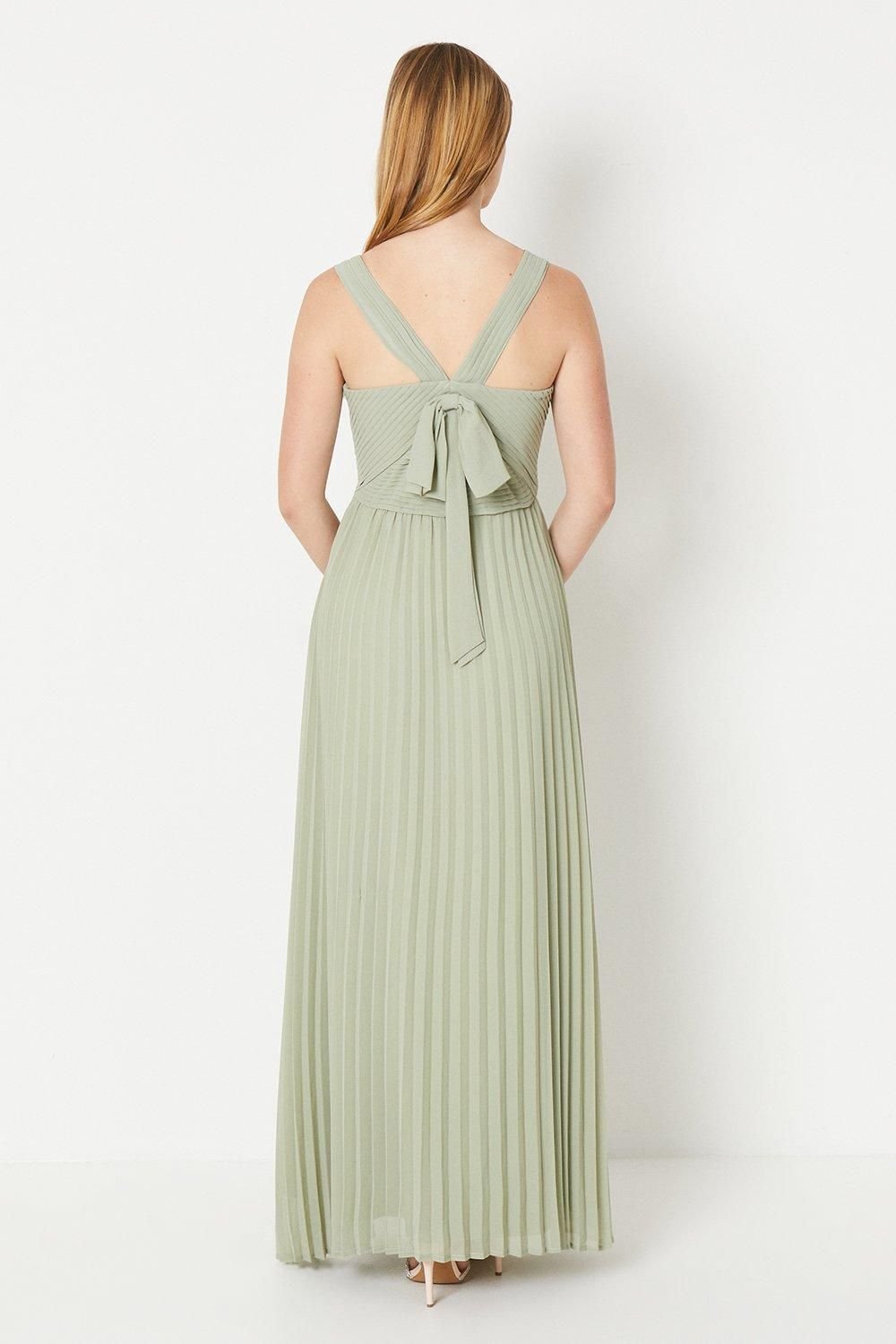 Debut London Debut London Women's by Coast Pleated Bodice Georgette Bridesmaid Dress in Olive - 3