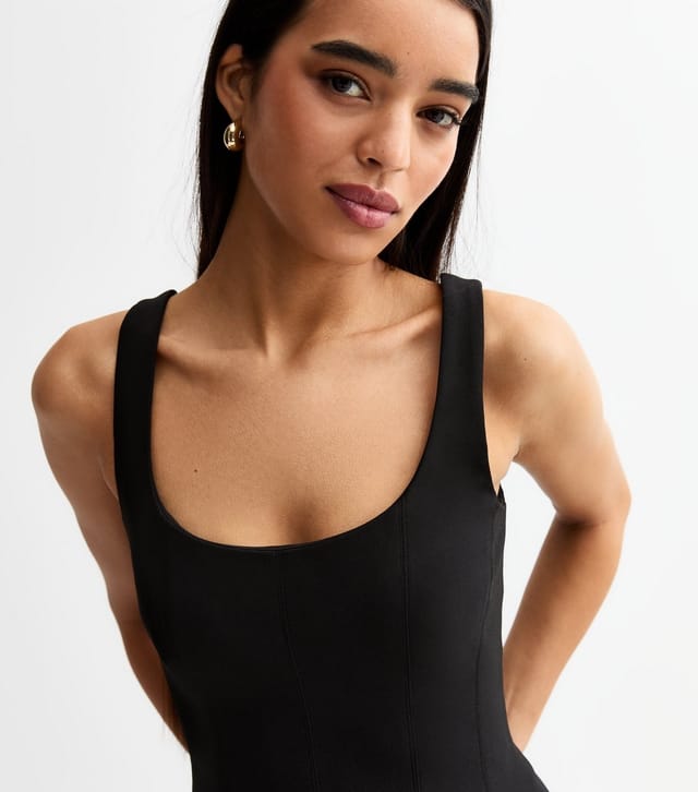 New Look Women's Black Square Neck Flared Mini Dress New Look - 3