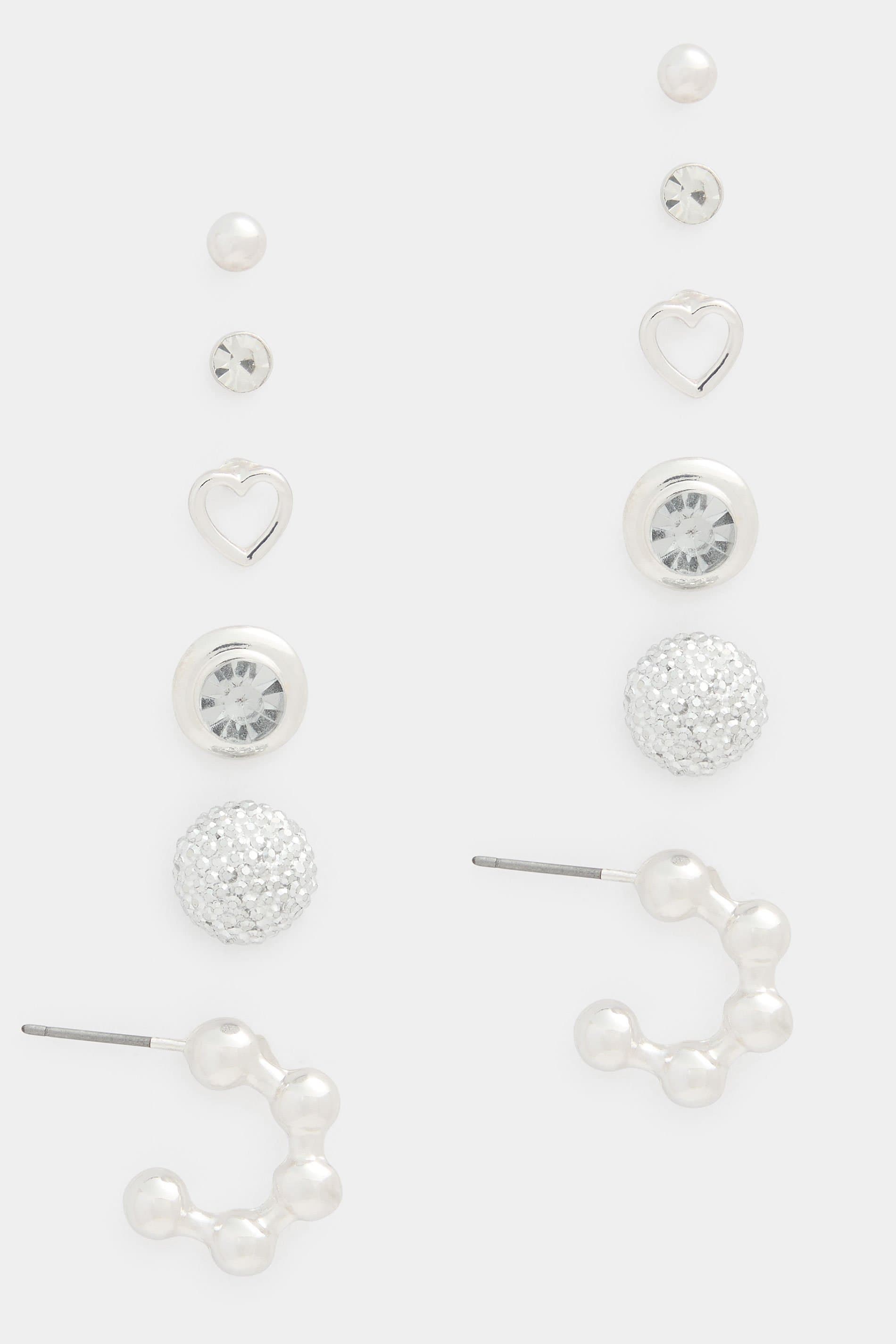 Yours 6 Pack Sliver Tone Stud Hoop Mixed Earrings