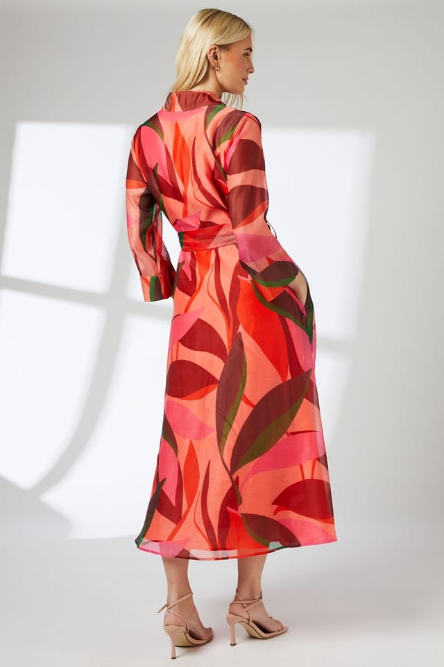 Principles Principles Women's Abstract Organza Contrast Shirt Dress in Pink - 3