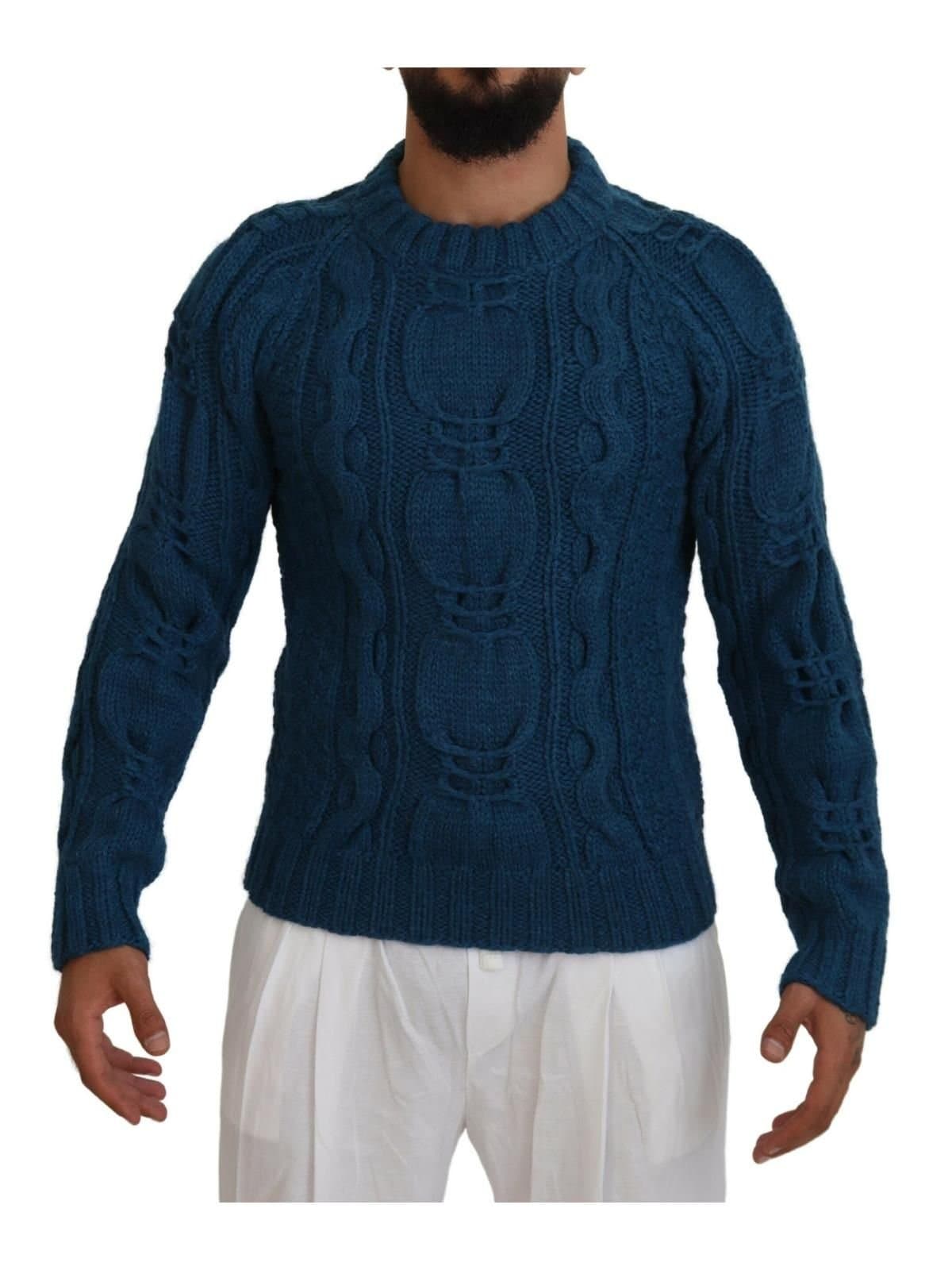 Dolce & Gabbana Dolce & Gabbana Men's Blue Knitted Wool Alpaca Pullover Sweater