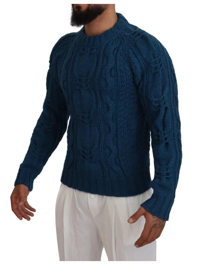 Dolce & Gabbana Dolce & Gabbana Men's Blue Knitted Wool Alpaca Pullover Sweater - 2