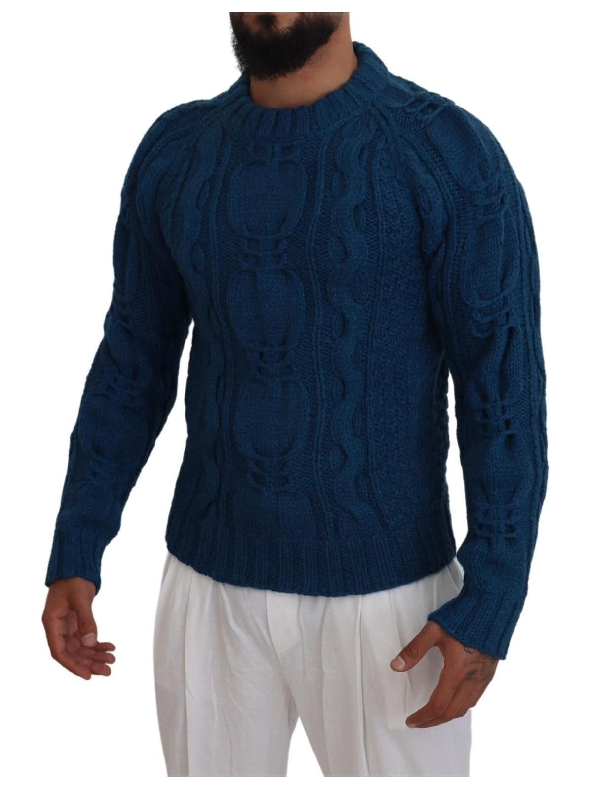 Dolce & Gabbana Dolce & Gabbana Men's Blue Knitted Wool Alpaca Pullover Sweater - 4
