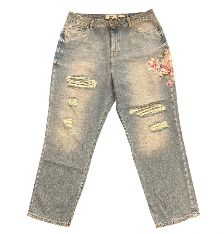New Look New Look Tori Floral Distressed Mom Jeans - UK 16 - Ankle Grazer - 1