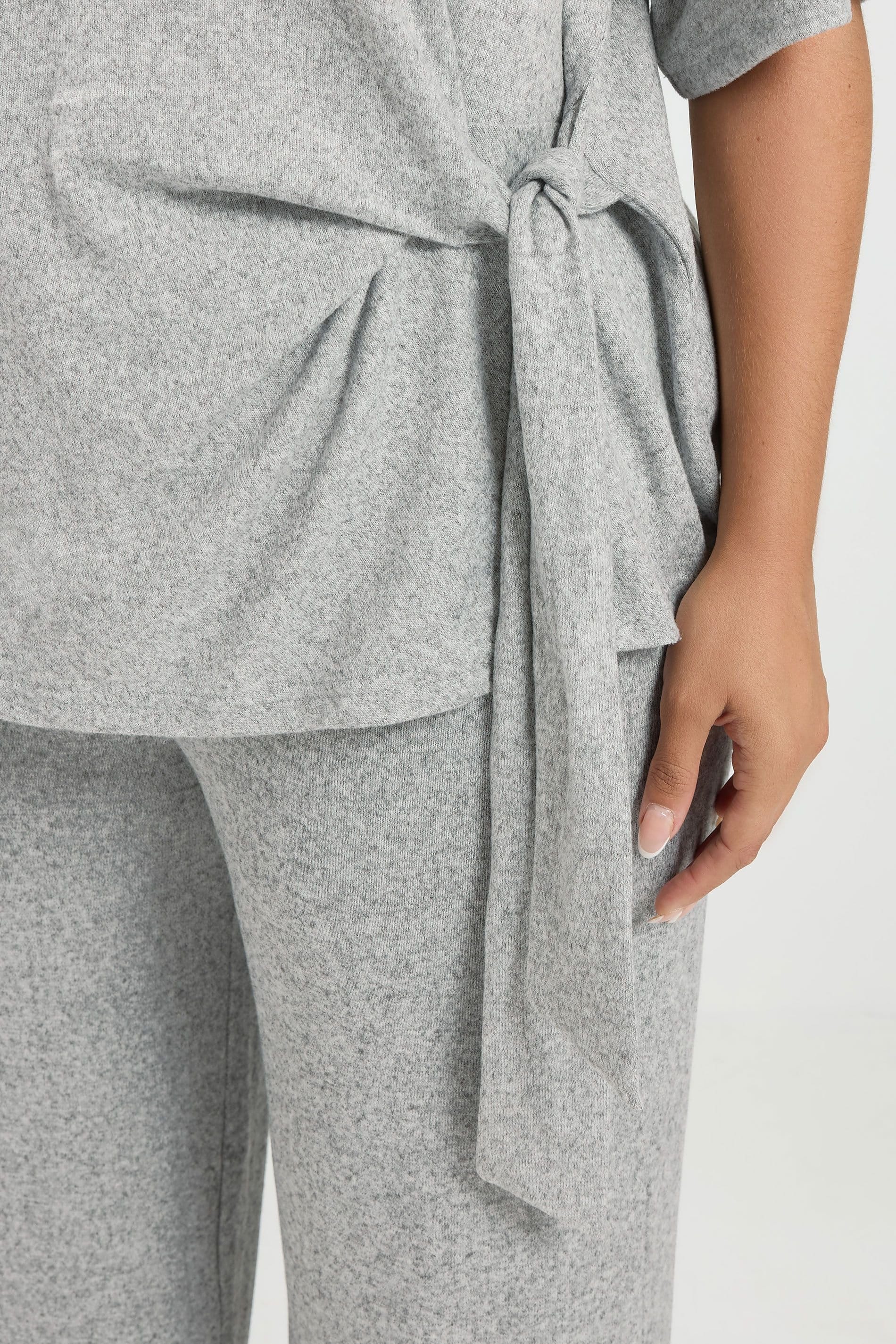 Yours Yours Women's Tie Waist Trouser Set in Grey - 4