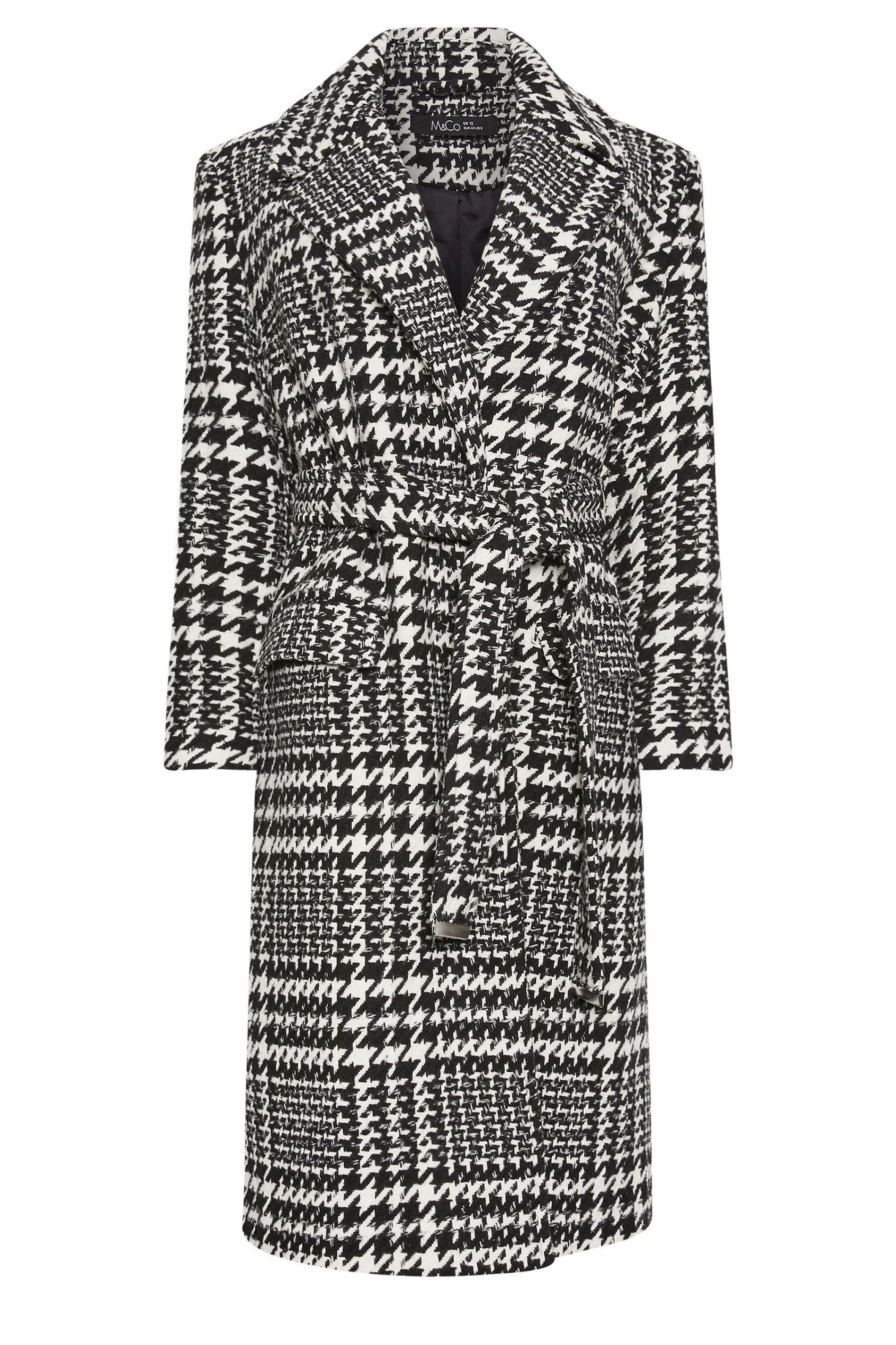 M&Co M&Co Women's Dogtooth Belted Wrap Coat in Black - 2