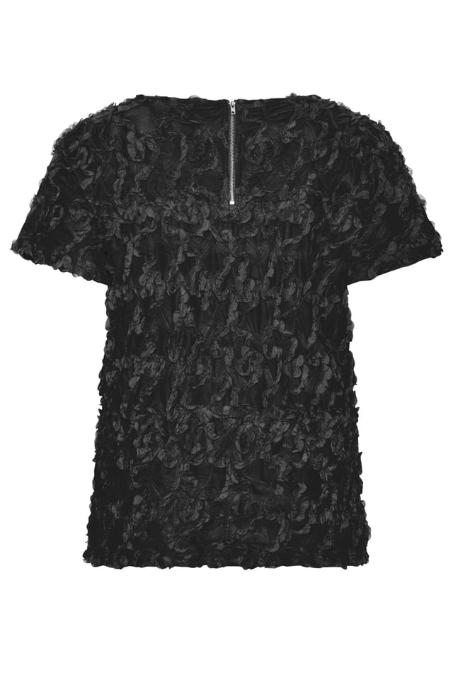 Yours Yours Women's 3D Abstract Top in Black - 2