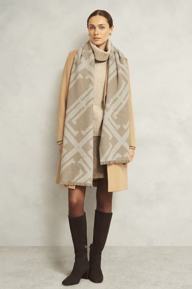 Hobbs London Hobbs London Women's Delaney Wool Scarf in Light Tan - 3