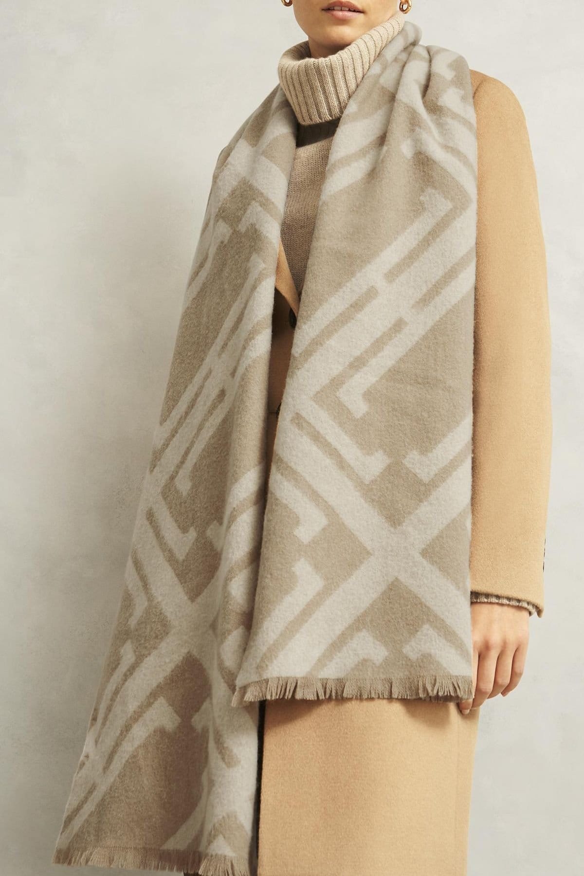 Hobbs London Hobbs London Women's Delaney Wool Scarf in Light Tan - 4