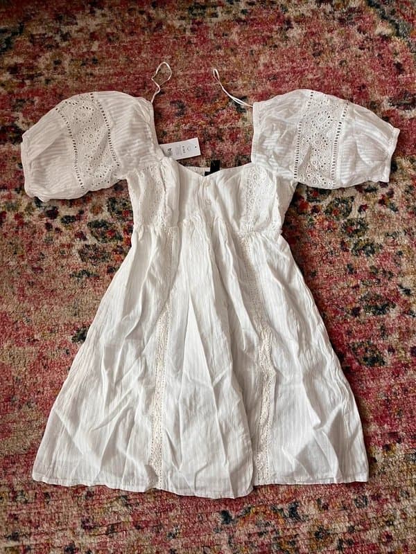 New Look Button through embroidered mini dress