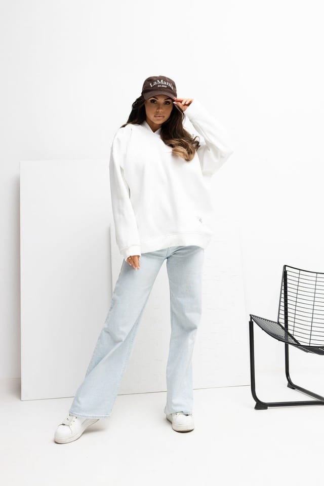 Love Lace Love Lace Women's Casual Hooded Cotton Elastane Sweatshirt in White - 2