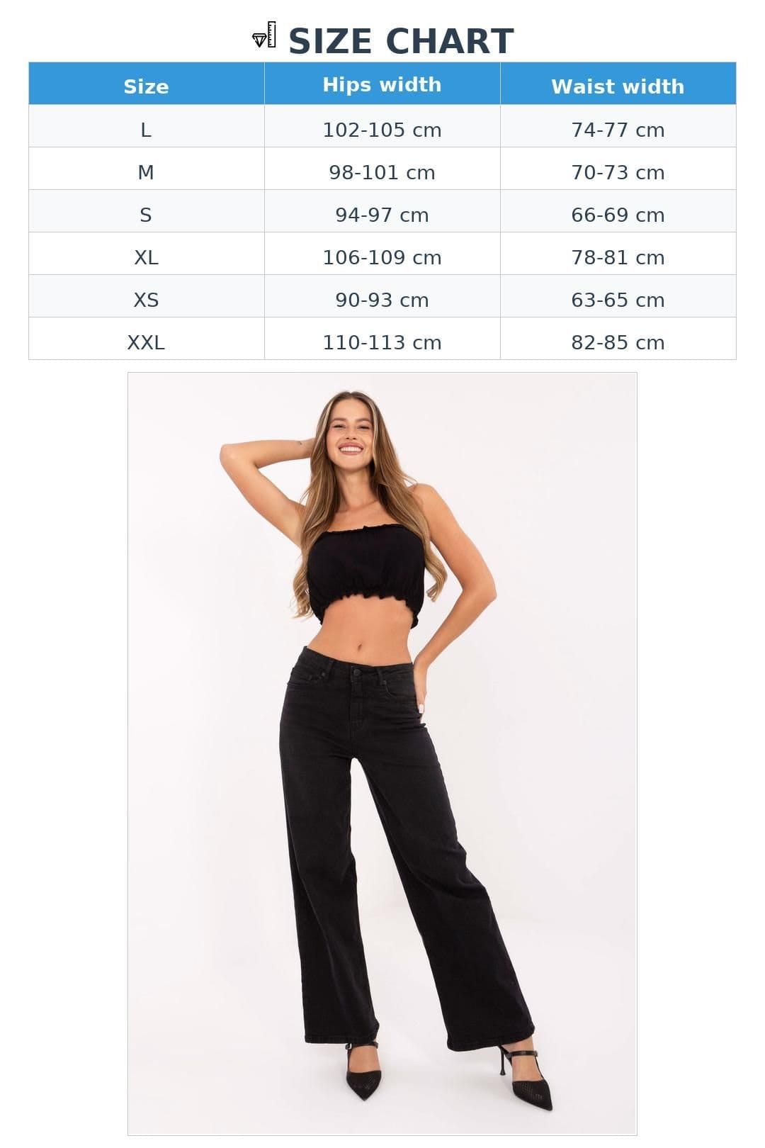Love Lace Love Lace Women's High Waisted Wide Leg Cotton Elastane Jeans Style 215889 in Black - 4