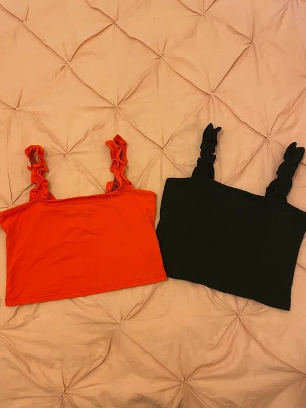 Miss Selfridge Miss Selfridge Red And Black Crop Top 2 Pack Size 10