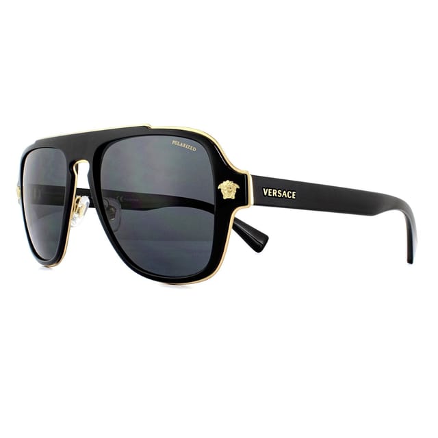 Versace Versace Men's Aviator Black Grey Polarized VE2199 Sunglasses - 2