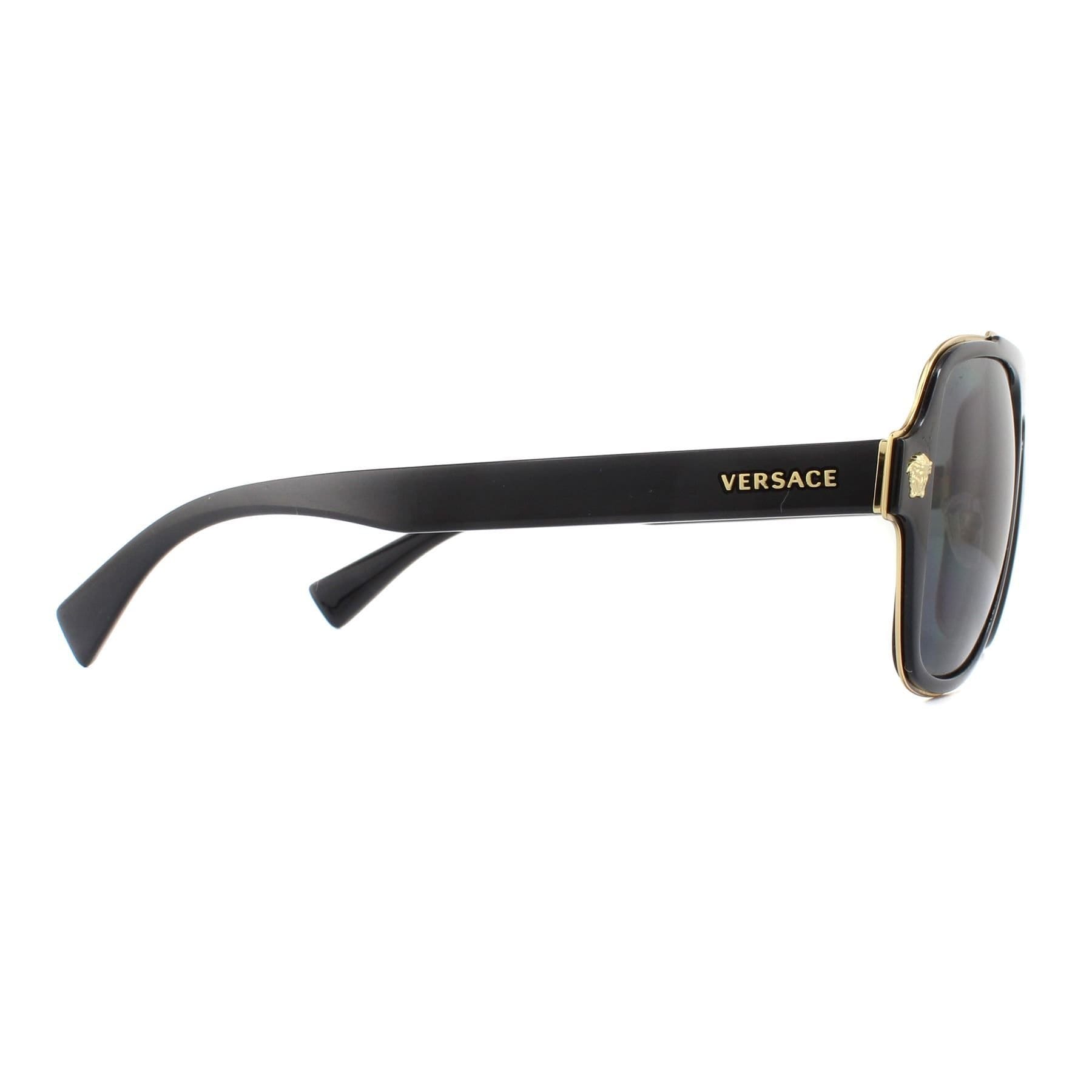 Versace Versace Men's Aviator Black Grey Polarized VE2199 Sunglasses - 4